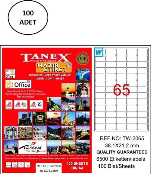 Tanex Tw-2065 Lazer Etiket 38X21 Mm 100 Lü