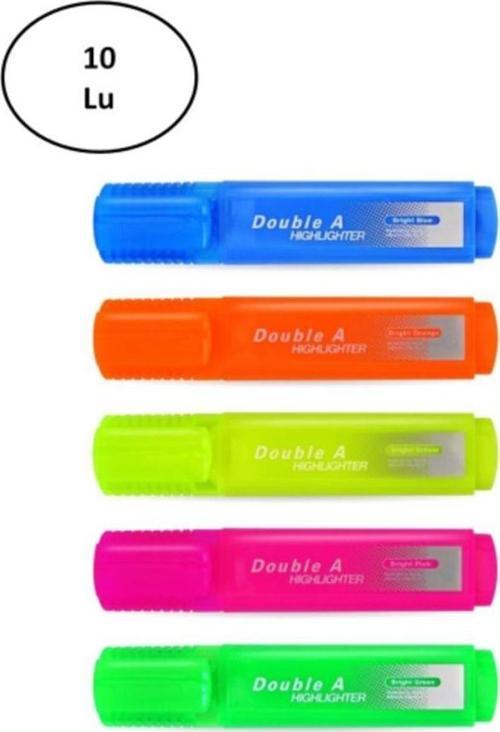 Double A Fosforlu Kalem Pembe 10'Lu