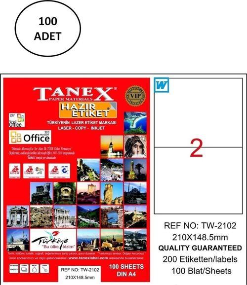 Tanex Tw-2102 Lazer Etiket 210X148 Mm 100 Lü