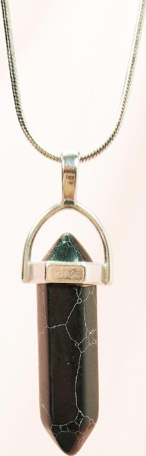 Mat Oniks Doğal Taşı Zincirli El Yapımı Tasarımlı Kolye Uç: 3,5 Cm Zincir: 20 Cm Kutulu