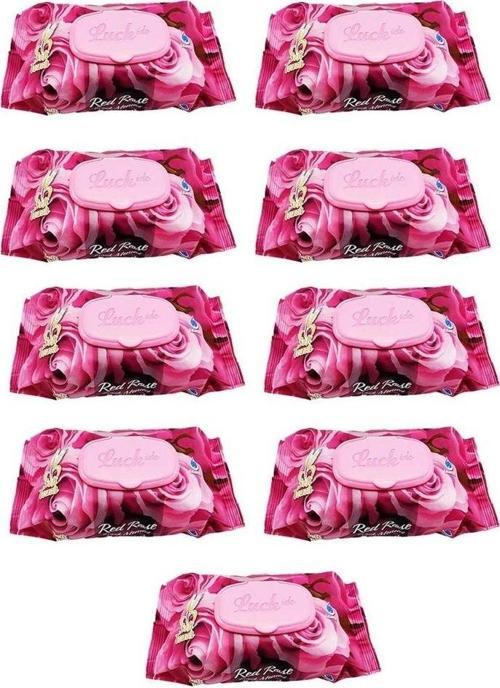 9 Paket Red Rose Islak Mendil 90 Adet Kapaklı Gül Kokulu