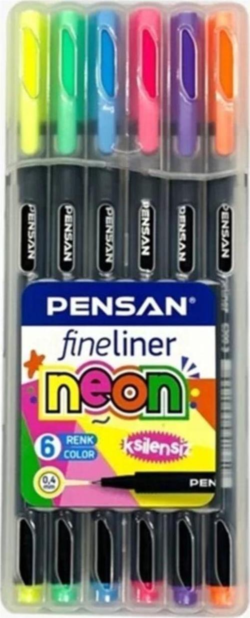 Pensan Fineliner Kalem 6Lı Neon Plastik Kutu
