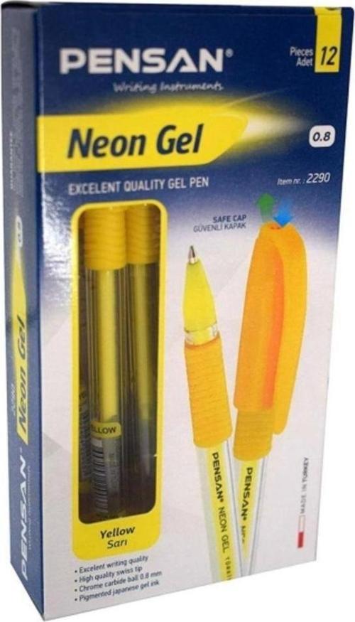 Pensan Neon Jel Kalem Sarı 1 Mm 12 Li