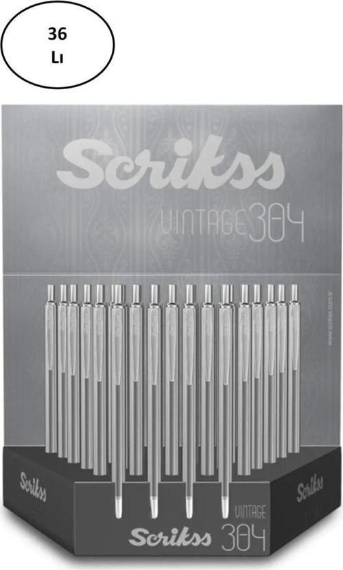 Scrikss 304 Tükenmez Kalem Siyah-Beyaz Karışık 36'Lı