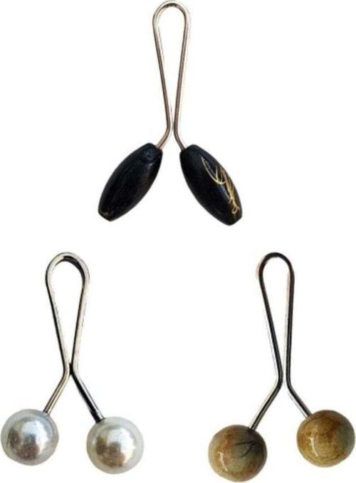 3 Adet Tesettür Eşarp Ve Şal Klipsi İnci Beyaz Hardal Siyah