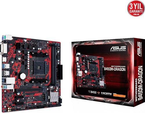 B450M-Dragon Ddr4 4400MHz Dvi-Hdmi Am4 M2 mATX Anakart