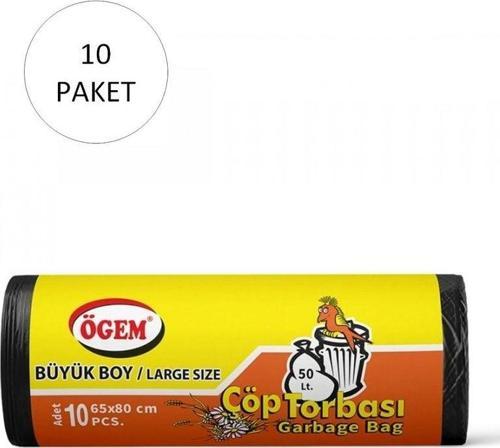Büyük Boy Çöp Torbası 65 X 80 Cm 10 Lu Rulo X 10 Paket = 100 Adet (Siyah)