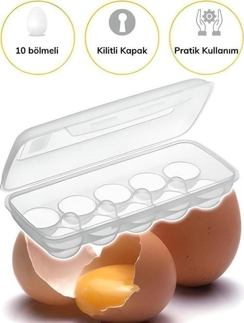 10 Bölmeli Kilitli Kapaklı Yumurtalık Saklama Kutusu Yu110