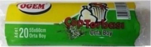 Orta Boy Çöp Torbası 55 X 60 Cm 20 Li Rulo X 1 Paket = 20 Adet (Mavi)