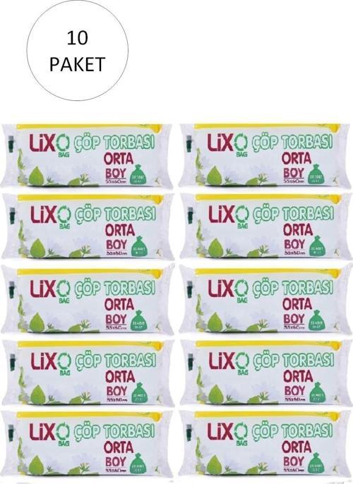 Orta Boy Çöp Torbası 55 X 60 Cm 20 Li Rulo X 10 Paket = 200 Adet (Mavi)
