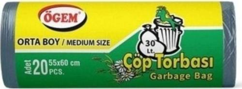Orta Boy Çöp Torbası 55 X 60 Cm 20 Li Rulo X 5 Paket = 100 Adet (Mavi)