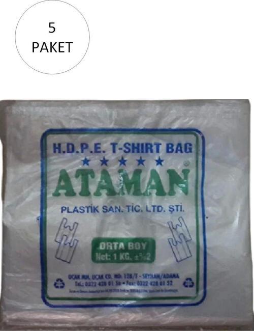 Kalın Şeffaf Atlet Poşet Orta Boy 27X47 Cm 1 Kg (5 Paket-Takriben 725 Adet)