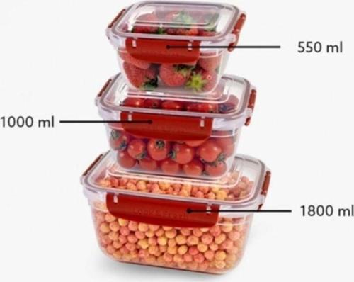 Master Dikdörtgen Saklama Seti 3'Lü 550-1000-1800 Ml Royaleks-30866