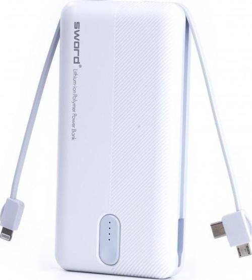 20000 mah Kendinden Kablolu Trıple Powerbank Beyaz&Gri