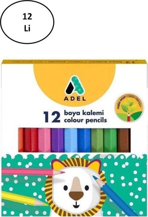 Adel Kuru Boya Karton Kutu Yarım Boy 12 Renk 12'Li