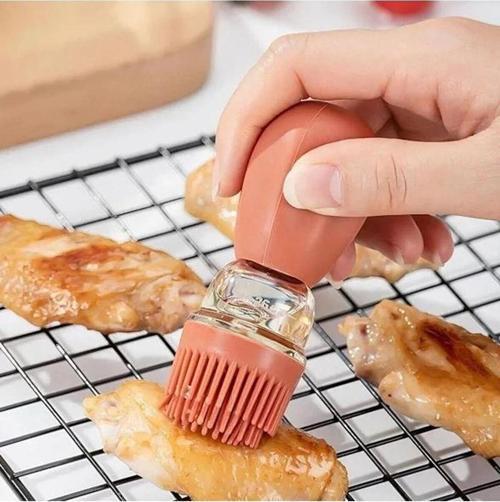 Hazneli Silikon Yağ Sos Ve Yumurta Fırçası Yağ Fırçası Yağlık Silikon Fırçalı Yağdanlık Lisinya-İnd