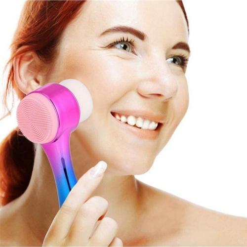 Çift İşlevli Renkli Cilt Yüz Fırçası Peeling Masaj Etkili Gözenek Temizleyici Alet