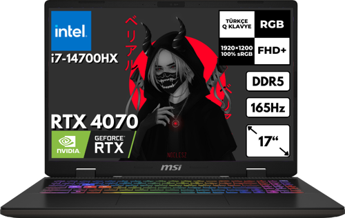 Sword 17 HX i7-14700HX 64-GBDDR5 4 TBSSD RTX4070 (8 GB) 17" FHD+ 165Hz Windows 10 Pro B14VGKG-054XTRHMF59