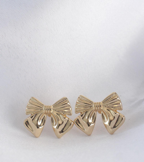 Pirinç Gold Renk Fiyonk Küpe - TJ-BKP8942