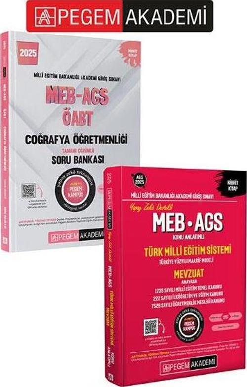 PEGEM AKADEMİ 2025 MEB-AGS-ÖABT Coğrafya Tamamı Çözümlü Soru Bankası  + 2025 MEB-AGS Konu Anlatımlı 