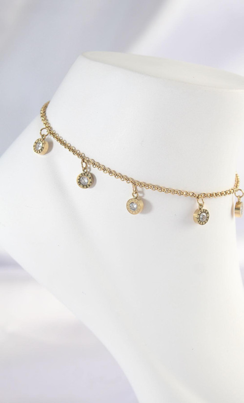 316L Çelik Gold Renk Minimal Model Halhal - TJ-HH1599