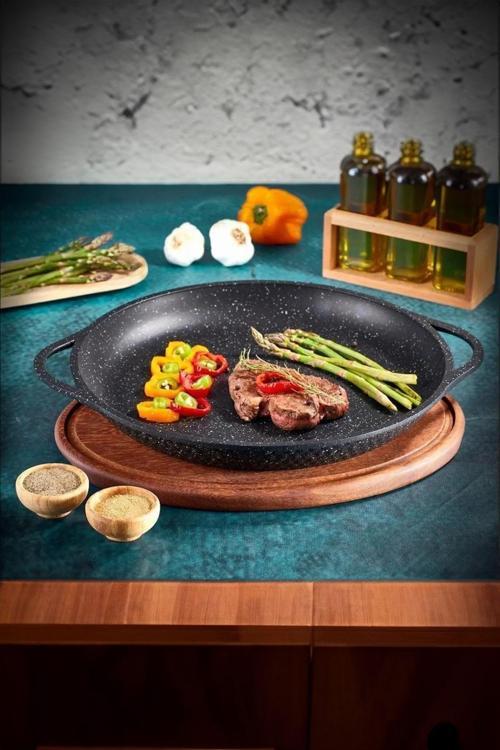 Granit Döküm Sac Tava 36 Cm Sac Kavurma Ve Bazlama Tavası