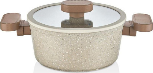 26 Cm Silikon Kenarlı Cam Kapak Granit Tencere