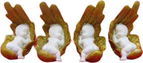 Qqc 4'Lü Kanatta Uyuyan Bebek Dekoratif Biblo