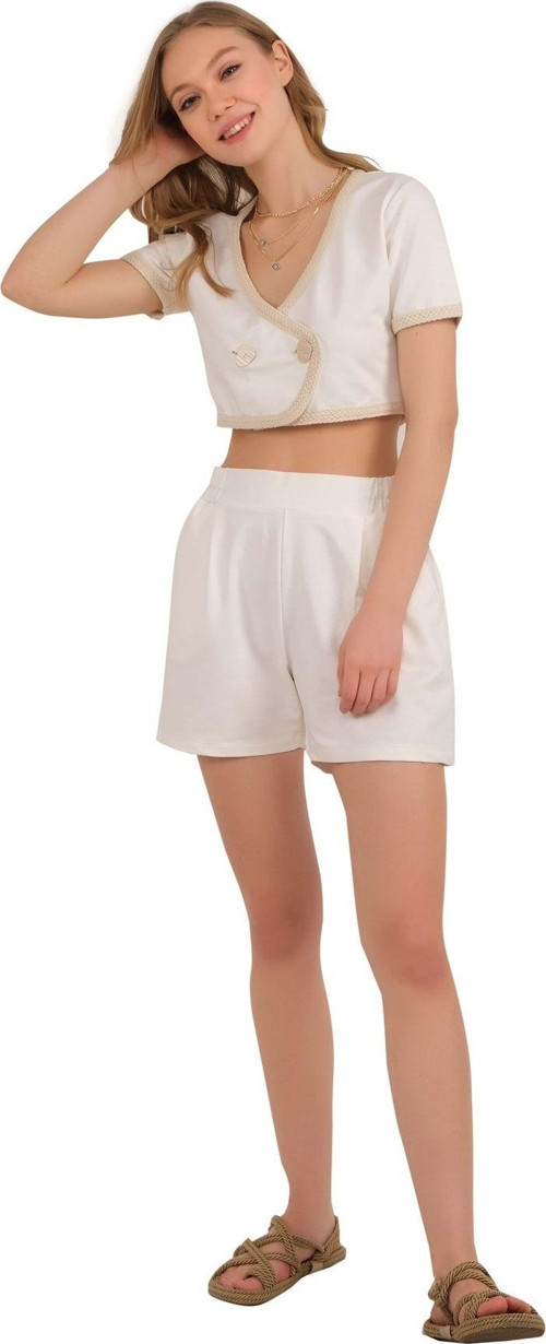Kruvaze Yaka Crop