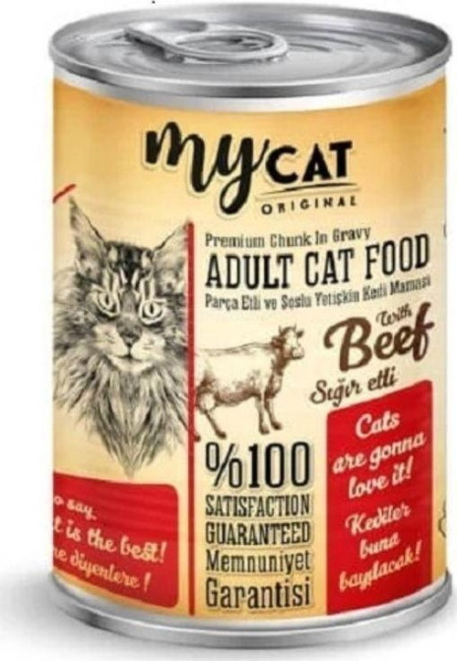 Mycat Sığır Parça Etli Yetişkin Kedi Konservesi 400Gr 12'Li