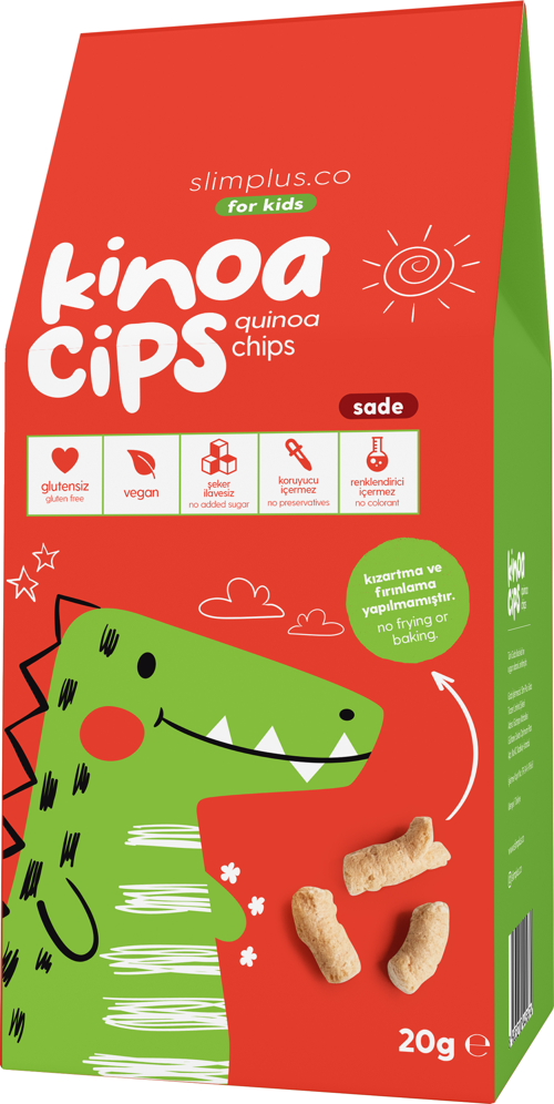 20G Sade Kinoa Cipsi for Kids Glutensiz Vegan Yağsız Cips Çocuklara Özel Ambalaj Sevimli Dinozor