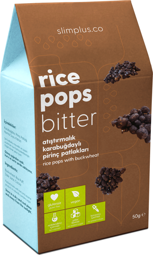 Glutensiz Vegan Rice Pops Bitter Atıştırmalık Kakaolu Karabuğdaylı Pirinç Patlakları 50G
