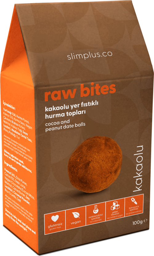 Kakao Kaplı Glutensiz Vegan Yerfıstıklı Hurma Topları Raw Bites 100gr