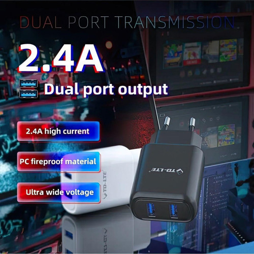 Tmax 5V 2.4A Çift Usb Çıkışlı Şarj Cihazı 1Mt Type-C Kablo. 4