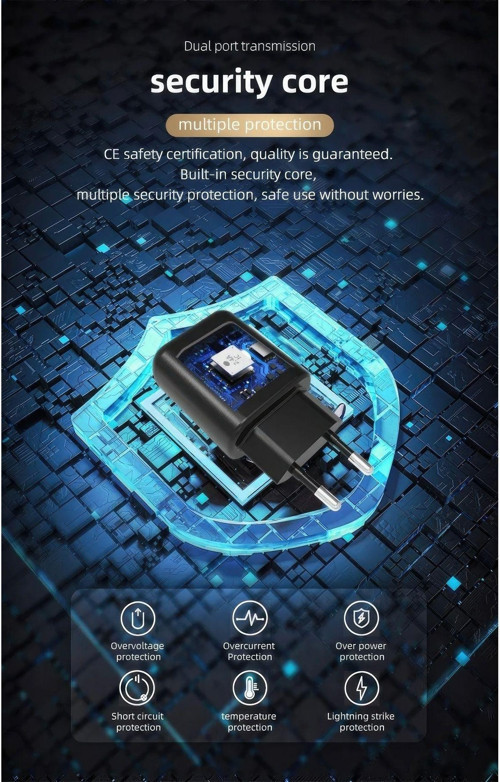 Tmax 5V 2.4A Çift Usb Çıkışlı Şarj Cihazı 1Mt Type-C Kablo. 3