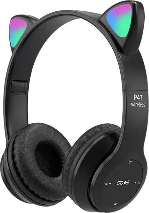 Çocuk Kedi̇ Kulaklik Rgb Işikli Mi̇Krofonlu Katlanabi̇Li̇R (Blueetooth-Aux-Sd Kart Gi̇Ri̇Şli̇)2024 Yeni̇