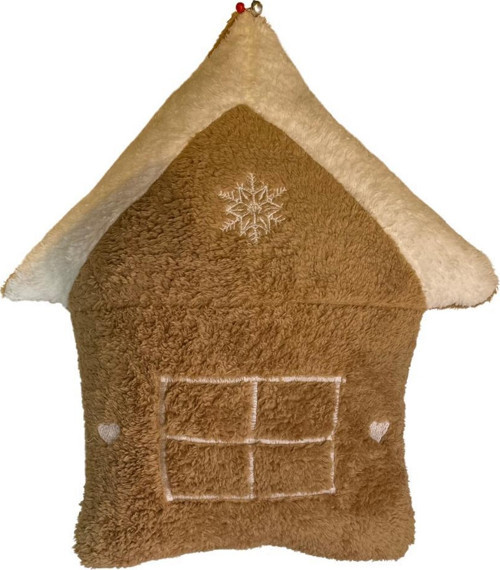Cozy Ev Peluş Yastık Gümüş-Kırmızı Çanlı