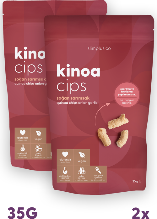 2 Paket 35G Glutensiz Vegan Yağsız Soğan Sarımsak Kinoa Cipsi
