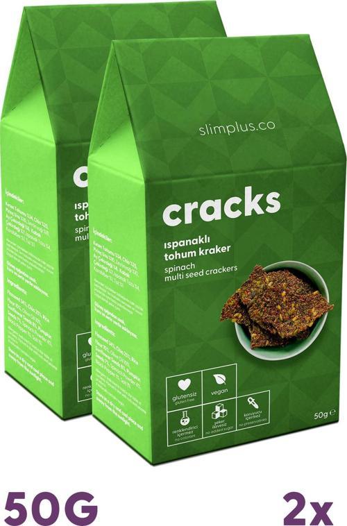 2 Paket Ispanaklı Glutensiz Vegan Tohum Kraker Cracks 50 gr