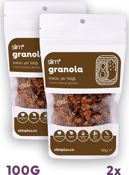 2 Paket Kakao Yer Fıstığı Glutensiz İlave Şekersiz Vegan Granola 100gr