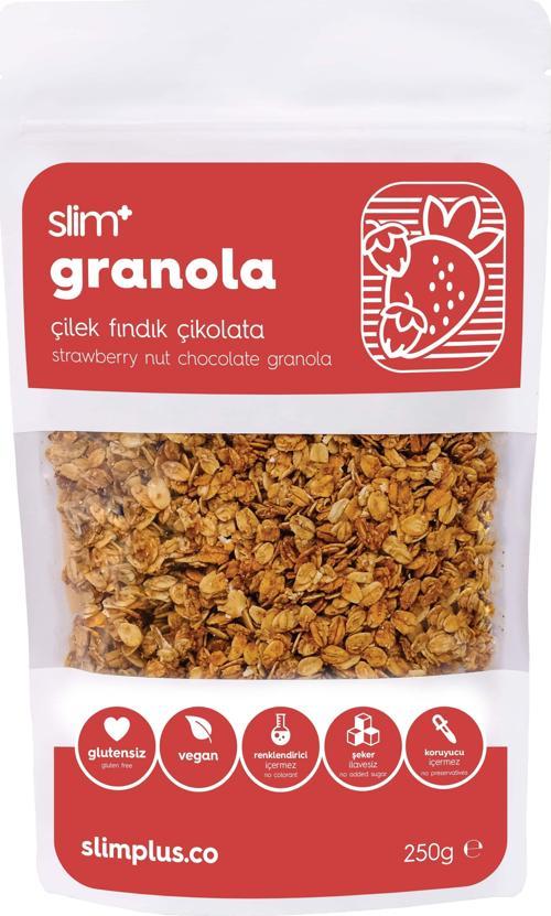 3 Paket Çikolata Çilek Fındık Glutensiz İlave Şekersiz Vegan Granola 250gr