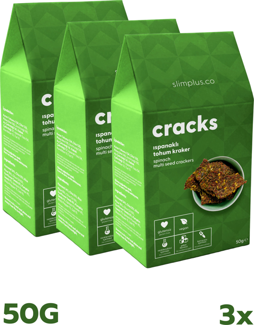 3 Paket Ispanaklı Glutensiz Vegan Tohum Kraker Cracks 50 gr