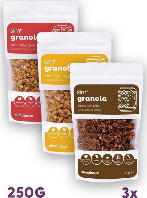 3\\\\\\\\\\\\\\\\\\\\\\\\\\\\\\\'lü Paket Glutensiz Vegan İlave Şekersiz Granola Mix 250 gr