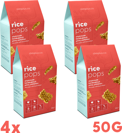 4 Paket Glutensiz Vegan Rice Pops Atıştırmalık Karabuğdaylı Pirinç Patlakları 50G