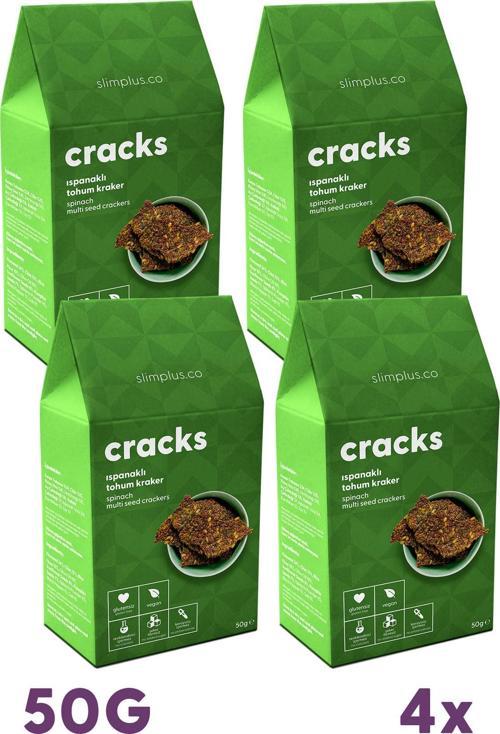 4 Paket Ispanaklı Glutensiz Vegan Tohum Kraker Cracks 50 gr