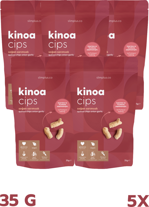 5 Paket 35G Glutensiz Vegan Yağsız Soğan Sarımsaklı Kinoa Cips