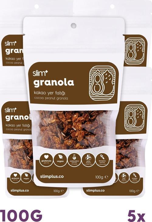 5 Paket Kakao Yer Fıstığı Glutensiz İlave Şekersiz Vegan Granola 100gr