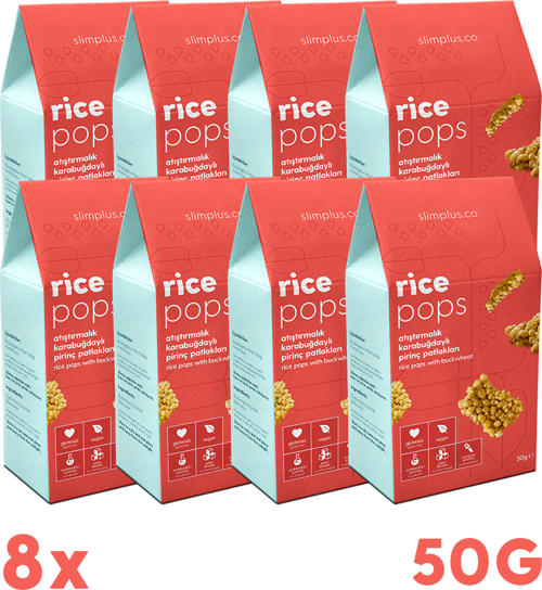 8 Paket Glutensiz Vegan Rice Pops Atıştırmalık Karabuğdaylı Pirinç Patlakları 50G