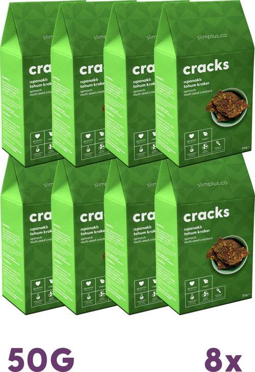 8 Paket Ispanaklı Glutensiz Vegan Tohum Kraker Cracks 50 gr