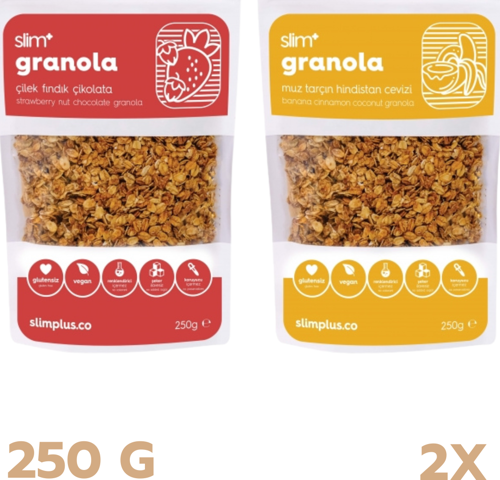 Glutensiz Granola Mix Paket Çilek Granola 250G ve Muz Granola 250G